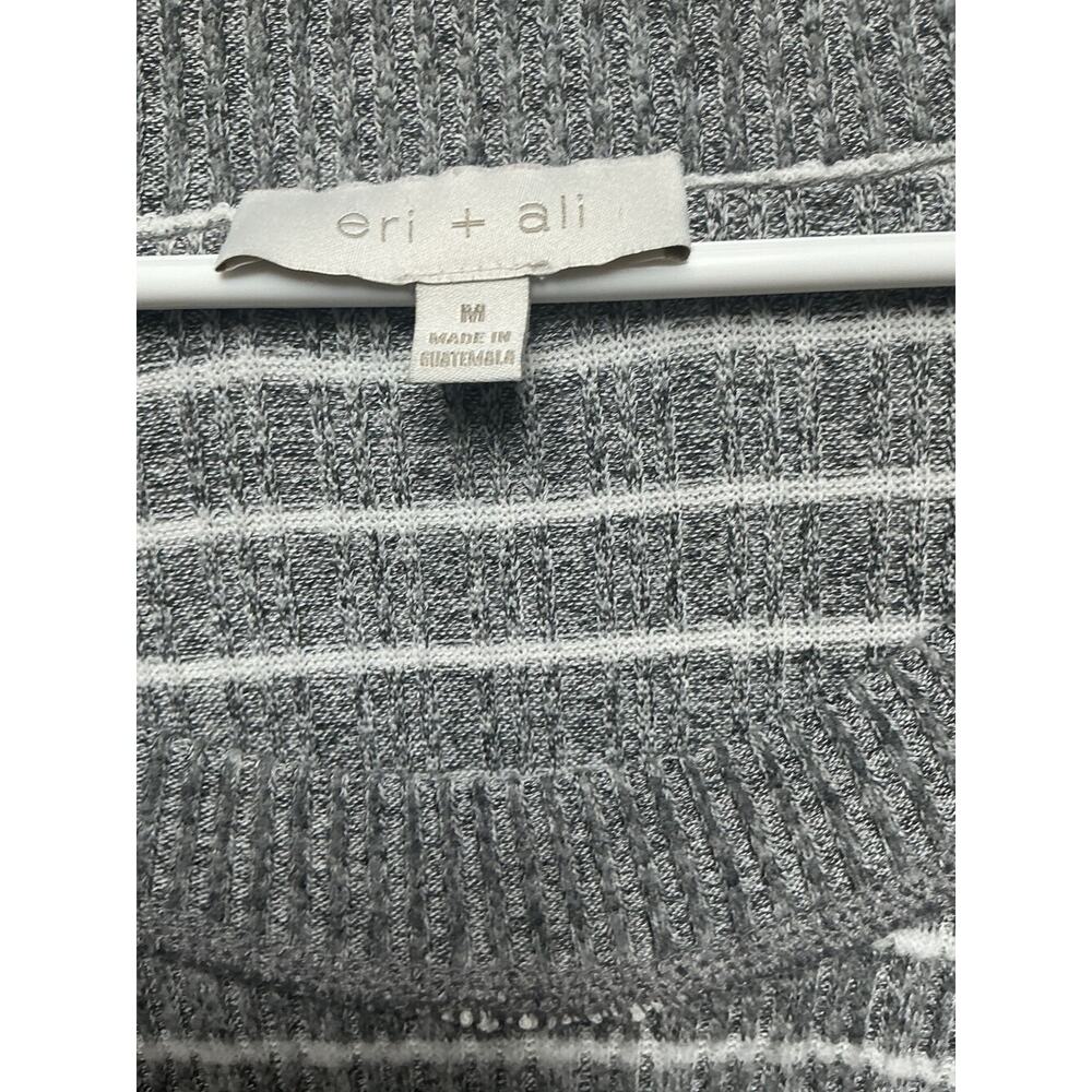 eri + ali Medium Gray Striped Sweater Long Sleeve Knit Top - Picture 2 of 3
